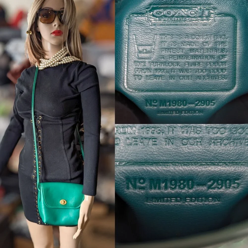 COACH Limited Edition Archive Turnlock Pouch Crossbody Shoulder Bag - Green - Picture 2 of 15